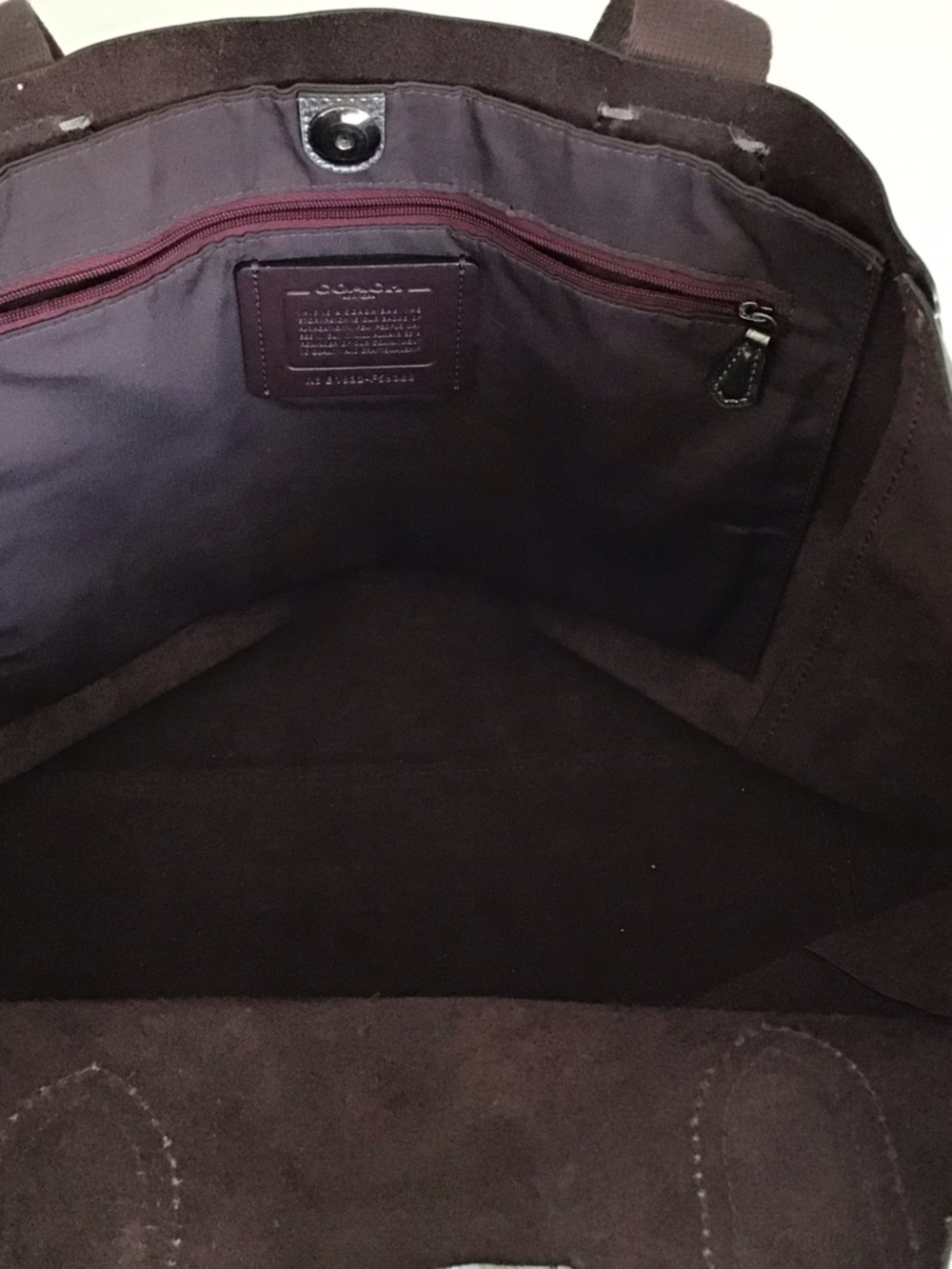 Coach Gunmetal Metallic Large Leather Tote with Dark Brown Straps EUC - Picture 11 of 13